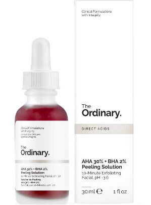 The Ordinary peeling solution with AHA and BHA.