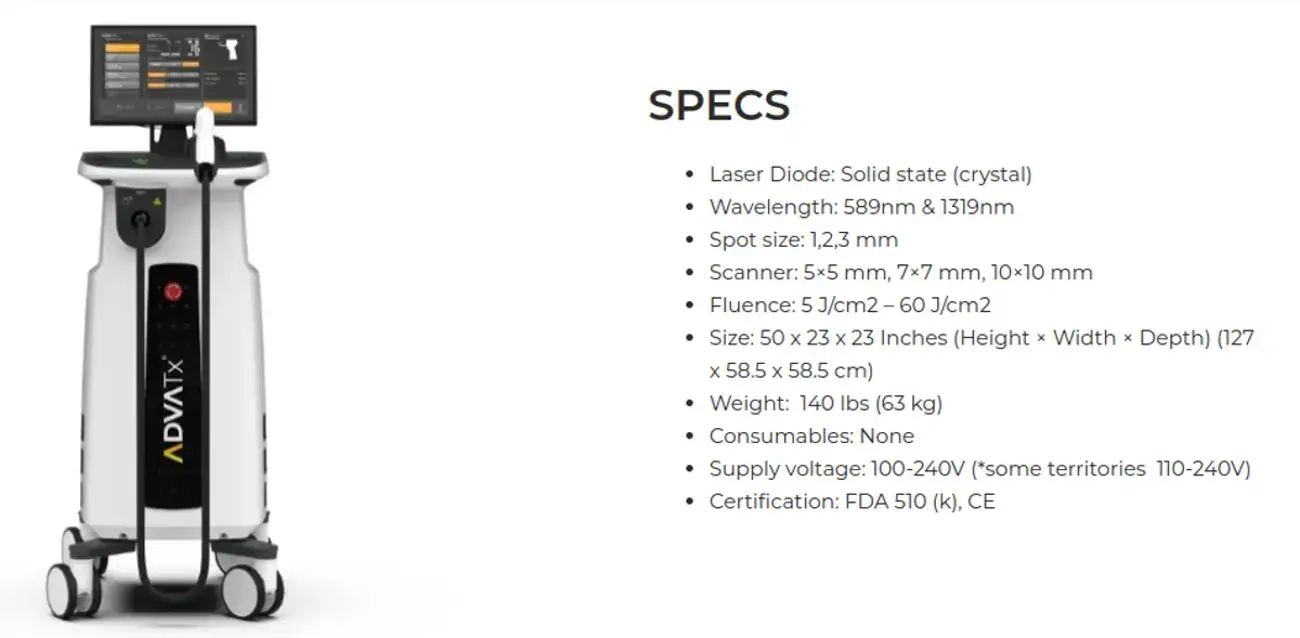 ADVATx Laser Specifications.